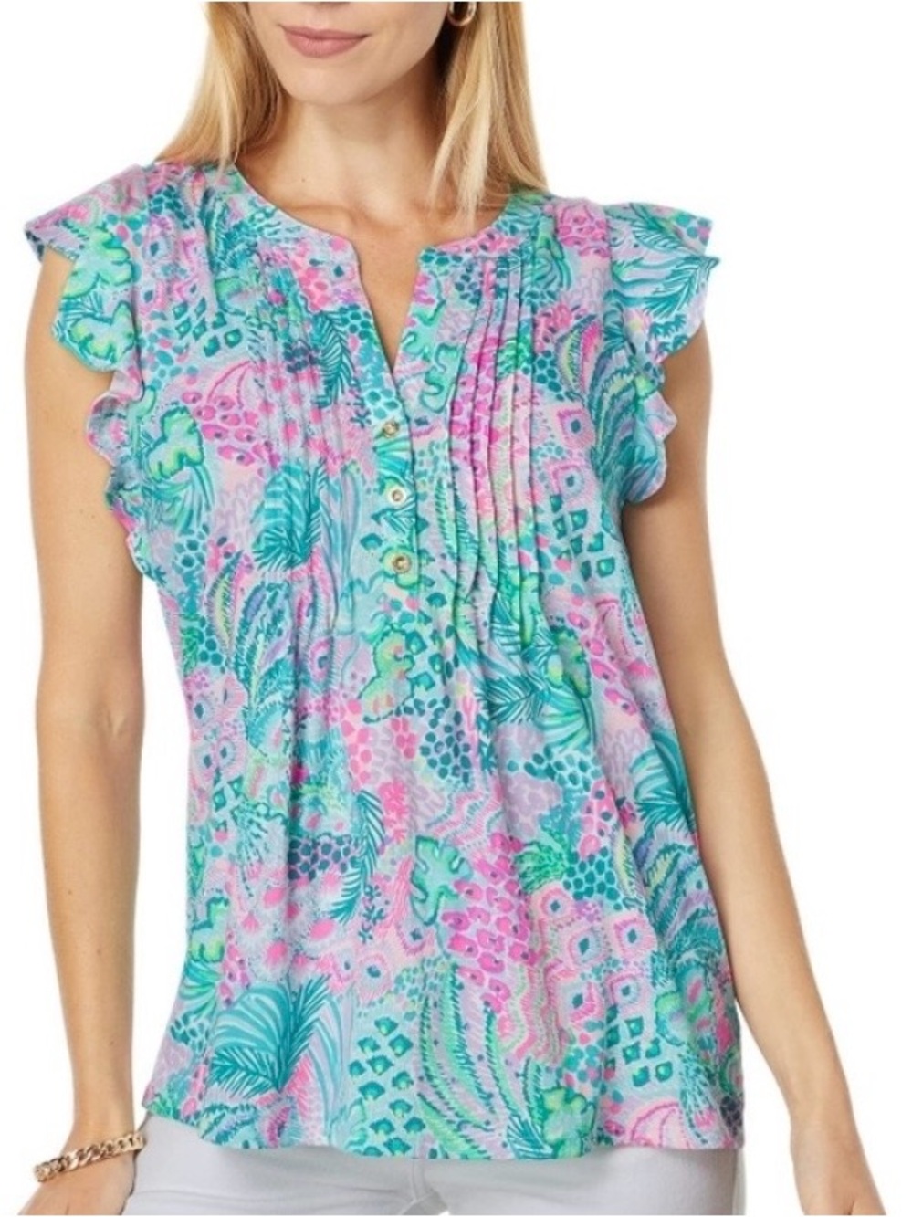 Lilly Pulitzer Golda Top in Multi Banana Split Sz Small